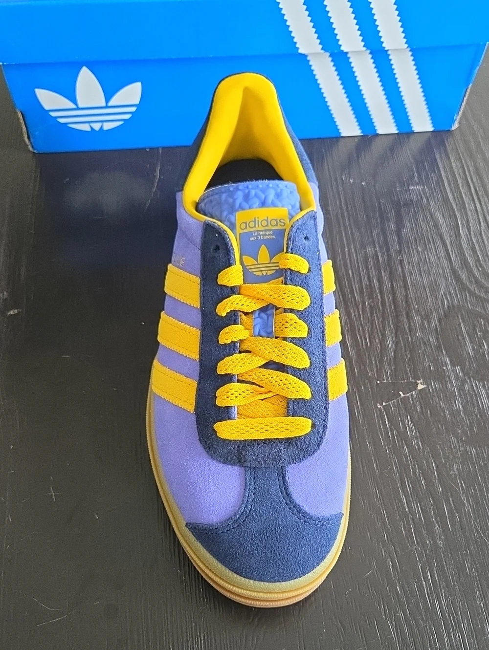 NWT Adidas Women's Gazelle Bold 'Night Indigo - Yellow' Shoes IH4211
